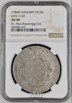 1786 B HUNGARY Forint 1 Thaler Taler Coin NGC AU58, ex Dr. Max Blaschegg Coll