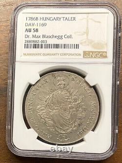 1786 B HUNGARY Forint 1 Thaler Taler Coin NGC AU58, ex Dr. Max Blaschegg Coll