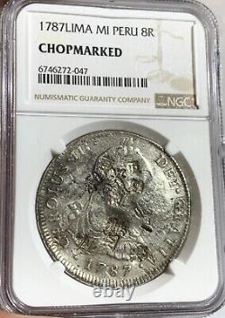 1787 Lima Peru 8 Reales Silver Coin With Chinese Chopmark Ngc