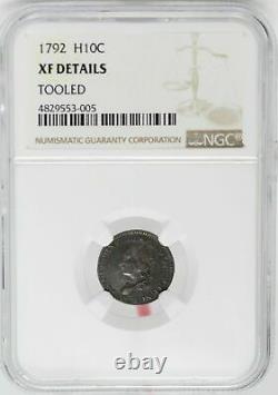 1792 Silver Half Disme Dime NGC XF Details Tooled H10C Certified Coin JC146X