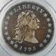 1795 2 Leaves Flowing Hair Silver Dollar Coin B-1, BB-21 PCGS VF Details