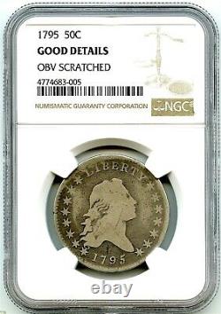 1795 Flowing Hair Liberty Silver Half Dollar, NGC Good Details, Very Nice Coin