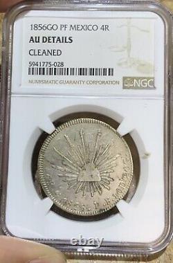 1856 Go Pf Mexico 4 Reales Silver Coin Ngc Au