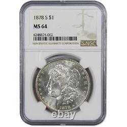 1878 S Morgan Dollar MS 64 NGC 90% Silver $1 US Coin Collectible