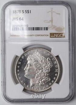 1878 S Morgan Silver Dollar Coin NGC Graded MS 64 Uncirculated Certified