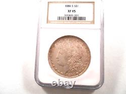 1884-S Morgan Silver Dollar NGC XF 45 Semi-Key Date, A mostly white coin, toned