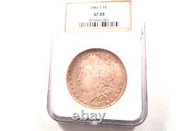 1884-S Morgan Silver Dollar NGC XF 45 Semi-Key Date, A mostly white coin, toned
