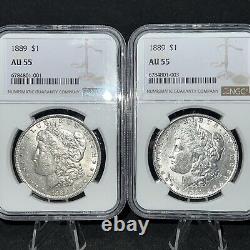 1889 Morgan Dollar Ngc AU 55 Over A Century Old Coin 90% Silver? (2) Coins