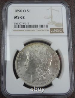 1890-O Morgan Silver Dollar NGC MS 62 US Mint $1 Coin New Orleans Mint