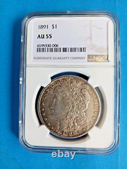 1891 Morgan Silver Dollar $1 NGC AU55