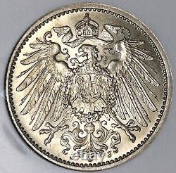 1907-J NGC MS 64 Germany 1 Mark Scarce Hamburg Silver Coin POP 2/2 (22010704C)