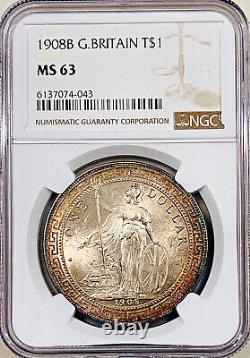 1908B Great Britain T$1 TRADE DOLLAR NGC MS63 BRILLIANT TONER