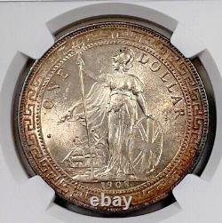 1908B Great Britain T$1 TRADE DOLLAR NGC MS63 BRILLIANT TONER