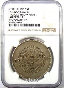 1911 China Yunnan Dragon Silver Dollar $1 Coin LM-421 Certified NGC AU Detail