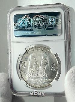 1934 CHINA Republic Founder SUN YAT-SEN Junk TRADE Dollar Silver Coin NGC i79711