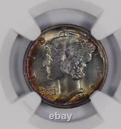 1943 Mercury Dime 10 Cents silver NGC MS65 stunning purple blue NG0636 combine