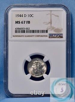 1944-D Mercury Dime NGC MS67 FB Two Coins