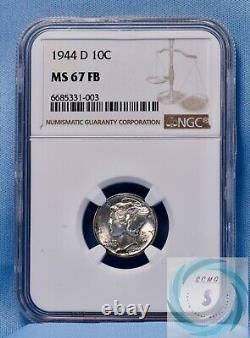 1944-D Mercury Dime NGC MS67 FB Two Coins