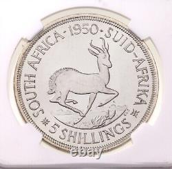 1950 South Africa 5 Shilling Silver Coin Graded by NGC as PL67+ HIGHEST POP 1