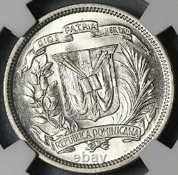 1956 NGC MS 63 Dominican Republic 25 Centavos 90% SIlver Coin (21120303D)