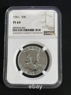 1961 NGC PF69 Silver Proof Franklin 50c, Beautiful Coin