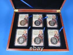 1971 to 1976 S 6-Coin Set, Silver Eisenhower Dollars NGC Pf 69 Ucam Tomaska Sig
