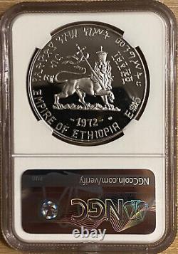 1972 ETHIOPIA Lion Judah SELASSIE THEODORUS Proof Silver 5 Birr Coin NGC PF66