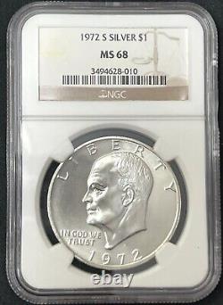 1972-S Eisenhower SILVER Dollar NGC MS68 LOOKS 68+ PLUS! 