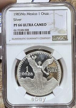 1983 Mexico 1 Onza Silver Coin Proof Ngc Pf66 Ulca