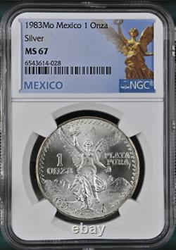 1983-Mo 1-ONCE MEXICO LIBERTAD WINGED-VICTORY KM# 494.1 NGC MS-67 HIGH-GRADES