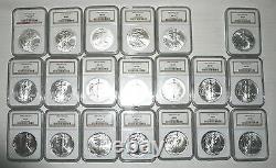 1986 2006 (no 2001) NGC MS69, USA Silver Eagle, 2006 first strike 20 coins set