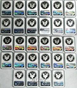 1986 2016 W Ngc Proof 69 Uc American Silver Eagles 28 Coin Set Please Read