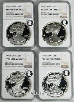 1986 2016 W Ngc Proof 69 Uc American Silver Eagles 28 Coin Set Please Read