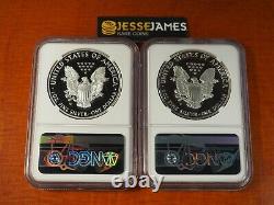 1986 S & 2016 W Proof Silver Eagle Ngc Pf69 Ultra Cameo John Mercanti Signed Set