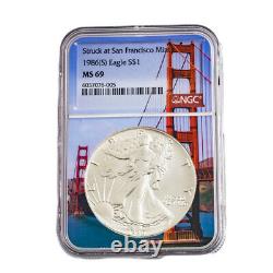 1986 S American Silver Eagle NGC MS69 San Francisco Bay Bridge Core