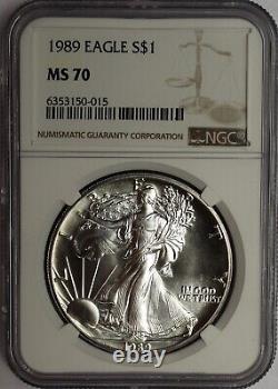 1989 $1 Silver Eagle NGC MS70 Brown Label