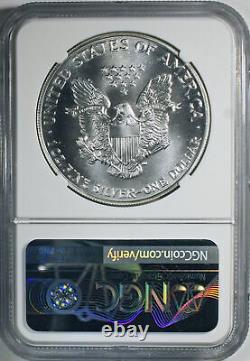 1990 American Silver Eagle Mint Error Obverse Struck Through NGC MS-69