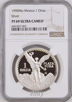 1990-Mo 1-ONCE MEXICO LIBERTAD WINGED VICTORY NGC PF69UC RARE R3 HIGHEST GRADES