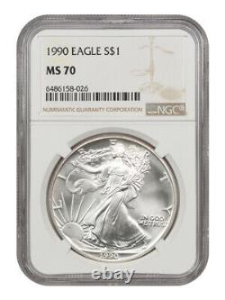 1990 Silver Eagle $1 NGC MS70 American Eagle Silver Dollar ASE