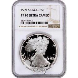 1991-S American Proof Silver Eagle One Dollar Coin NGC PF70 Ultra Cameo