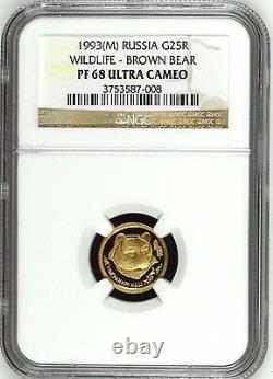 1993 Russia Set 4 Gold Silver Coins Brown Bear Wildlife NGC PF67-68 Box COA Rare