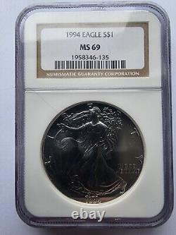 1994 $1 American Silver Eagle NGC MS 69