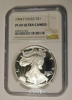 1994-P American Silver Eagle $1 Gem Proof PR69 NGC PF69 Ultra Cameo