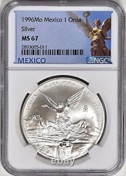 1996 Mexico Libertad 1 Oz. Silver Coin NGC MS67