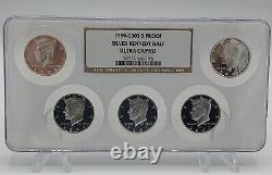 1999-2003 S Proof Silver Kennedy Half NGC Ultra Cameo Rare 5 Coin Big Slab