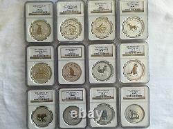 1999-2010 Australia Silver Lunar Complete Set 12 Coins 1oz Ngc-ms69 Rare