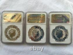 1999-2010 Australia Silver Lunar Complete Set 12 Coins 1oz Ngc-ms69 Rare