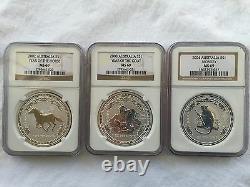 1999-2010 Australia Silver Lunar Complete Set 12 Coins 1oz Ngc-ms69 Rare