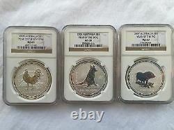 1999-2010 Australia Silver Lunar Complete Set 12 Coins 1oz Ngc-ms69 Rare