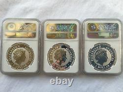 1999-2010 Australia Silver Lunar Complete Set 12 Coins 1oz Ngc-ms69 Rare